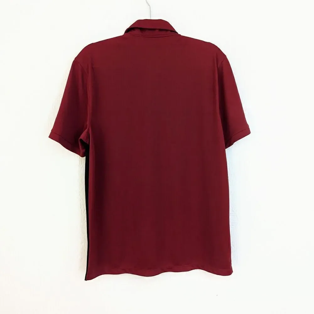 NIKE GOLF DRI-FIT Polo shirt Mens M Red Gray block color Embroidered logo S/S